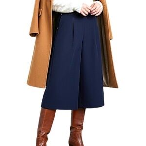 UNIQLO minimalist blue pleated flowy cropped culottes trousers XS